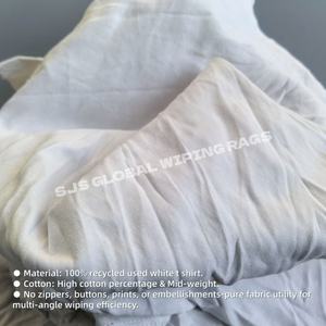 Trapos de limpieza blancos reciclados de camisetas cortadas - 100% algodón, súper absorbentes, para uso industrial - Product Image 4