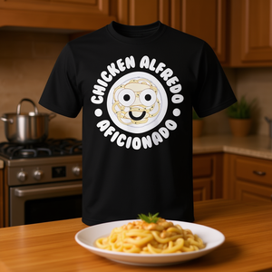 T-shirt Chicken Alfredo Aficionado unisex per adulti taglia media nera - Product Image 3