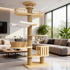 Produsen Grosir Pohon Panjat Kucing Mewah Modern dari Kayu Sisal Ramah Lingkungan dengan 4+ Tingkat Ketinggian yang Dapat Disesuaikan - Product Image 3