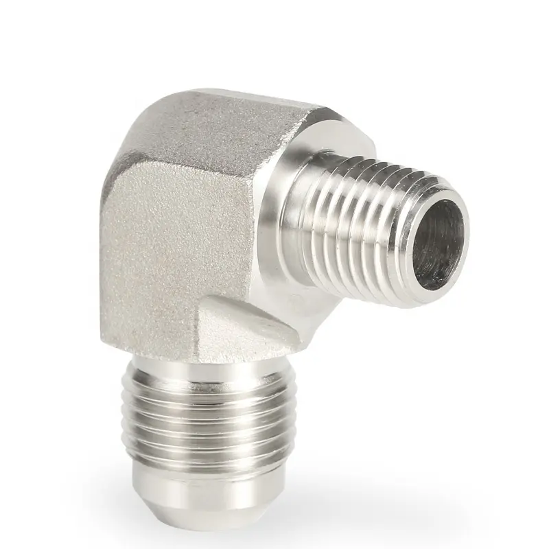 Forged Tube Fitting JIC Connection Flare Twin Fitting Steel Ferrule Fittings Manufacturer 316 SS 37 Degree Flare Male JIC Elbow