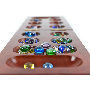 Tối Bằng Gỗ Mancala Thiết Lập Với Đa-Màu Sắc Thủy Tinh Hạt Thông Minh Chiến Thuật Hội Đồng Quản Trị Trò Chơi Cho Trẻ Em Người Lớn Gấp Bảng Trò Chơi Vàng Đậu - Product Image 2