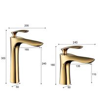 Robinet de lavabo en cuivre massif Nordic Gold, monotrou, haute et basse pression, eau chaude et froide