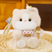Porte-clés chat en peluche à faible MOQ, mignon, avec bol et cuillère, poupée animale en peluche chaton, breloque de sac, porte-clés, chat en peluche doux