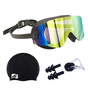 Lunettes de natation UV anti-buée professionnelles pour adultes Ensemble pince-nez et bouchon d'oreille galvanisés pour hommes et femmes - Product Image 1