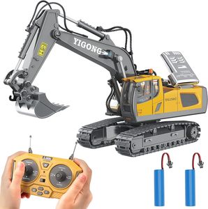 Jouet d'excavatrice télécommandée avec pelle en métal, camion de construction RC, véhicules d'ingénierie avec lumière et musique, excavatrice RC - Product Image 1