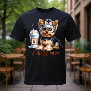 Yorkie Mom Coffee Latte Iced Cream Dog Mama T-Shirt - Product Image 3