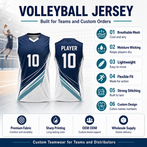 Seragam Voli Cepat Kering dengan Desain Sublimasi, Bahan Polyester Air Mesh untuk Klub - Product Image 3