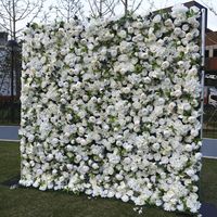 SAISON 3D mariage toile de fond artificielle Rose soie fleurs mur pour décoration soie Roses fleur mer retrousser fleur mur