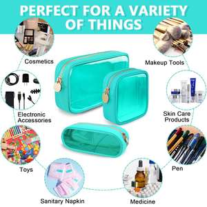 Pochette de maquillage personnalisée avec logo, en PVC transparent, fermeture éclair, imperméable, sac recyclé, pochette de maquillage personnalisable pour femmes, sacs de voyage, sacs de shopping - Product Image 3