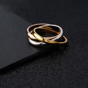 Juego de Anillos de Amor Clásicos de 3 Piezas para Mujer, Regalo de Boda, Compromiso, Fiesta, Joyería de Acero Inoxidable - Product Image 2