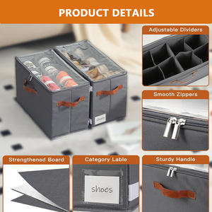 Paquete <span class=keywords><strong>de</strong></span> 4 Organizadores <span class=keywords><strong>de</strong></span> Zapatos para Armario con Cubierta Transparente y Divisores Ajustables, Cajas <span class=keywords><strong>de</strong></span> Almacenamiento <span class=keywords><strong>de</strong></span> Zapatos Apilables <span class=keywords><strong>de</strong></span> Tela para el Hogar - Product Image 3