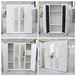 Nouvelle armoire en acier imprimé, style personnalisé, blanc et noir, <span class=keywords><strong>prix</strong></span>, chambre à coucher, 4 portes battantes, armoire en acier à démonter - Product Image 2