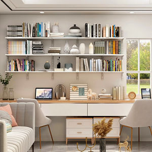 طقم رف كتب سهل الاستخدام ، رف تخزين حديث سهل التجميع للتخزين على الحائط والمكتب والمنزل - Product Image 3