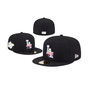 Logo personnalisé Vente en gros 6 Panneau Nouveau Camouflage de sport brodé uni unisexe OEM Casquette de baseball ajustée en coton Snapback