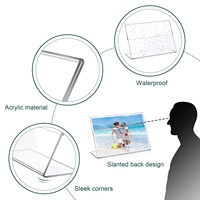 Vente en gros en usine présentoir en acrylique transparent incliné support de cadre d'affichage de table en acrylique support de signe en acrylique pour restaurant