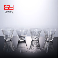 Tasses en verre SUNYO de style japonais moderne, à motif martelé, à large ouverture, résistantes à la chaleur, pour café glacé, jus de fruits