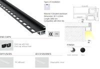 Profilé de plinthe LED en alliage d'aluminium pour cloisons sèches, lumière 4000K multicolore, DC 12V/24V, garantie 5 ans, dimmable, Ra90