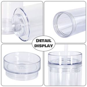 Cross-Border European Style 16Oz Double-Walled Transparent Acrylic Straw <b>Cup</b> <b>Large</b>-Capacity Environmental Protection - Product Image 2