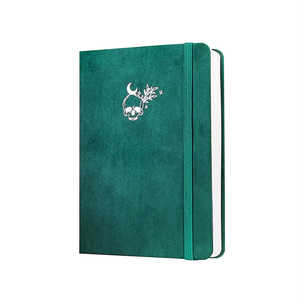 Jourmore Soft Feeling Funda de terciopelo púrpura y verde B6 (5,35*7,6 '') Skull 160GSM Cuaderno de papel grueso con cuadrícula de puntos Diario - Product Image 1