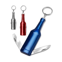 Couteau de poche multifonction en acier artisanal Everbest avec ouvre-bouteille, tournevis, loupe, miroir et scie - Utilisation promotionnelle
