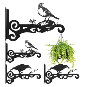 Support mural en métal personnalisé pour plantes Décoration intérieure Mangeoire à <span class=keywords><strong>oiseaux</strong></span> murale Lanterne Affichage de la lumière solaire Cintre pour plantes - Product Image 1