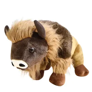 Realistico bufalo peluche mucca peluche peluche toro morbido bisonte peluche animali