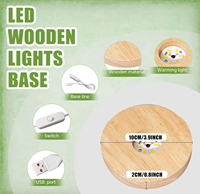 Socle en bois rectangulaire ovale, lampe à 7 couleurs blanc chaud, alimentée par USB, support en acrylique cristallin, socle d'affichage lumineux multifonction, féerique