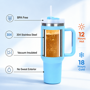 Vaso Térmico Ecológico Personalizable con Logotipo, 30oz/40oz, Acero Inoxidable, Doble Pared, Aislamiento al Vacío, con Asa, Libre de BPA, Antiderrames - Product Image 3
