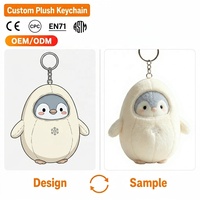 Porte-clés en peluche pingouin personnalisé en gros, mignon et doux, cadeau promotionnel OEM, approvisionnement en vrac, rembourrage en coton PP, certifié CE EN71, personnalisable