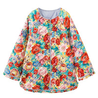 Manteau de couette de style Dolman pour l'hiver Veste rembourrée boutonnée à fleurs pour femmes Veste matelassée surdimensionnée Veste matelassée à fleurs