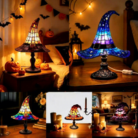 Lampe de bureau en forme de chapeau de sorcière de style européen, décoration d'Halloween, artisanat en résine synthétique imprimée