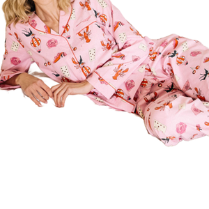 Pijamas Largos Estampados de Manga Larga para Mujer, Ropa de Dormir Informal Transpirable de Alta Calidad, Pijamas Personalizadas con Logotipo - Product Image 1