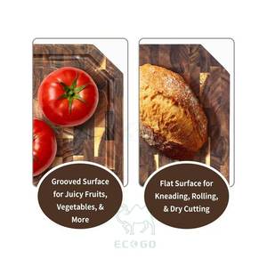 Tabla de cortar multifuncional ECO GO de madera de acacia grande, bloque de carnicero de grano final con ranura para jugos, asas reversibles, 100% reversible - Product Image 2