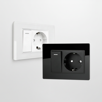 Prise murale électrique Jinmai Switches Factory 118 avec panneau en verre blanc, noir, gris, certification CE, prise murale USB pour l'Europe