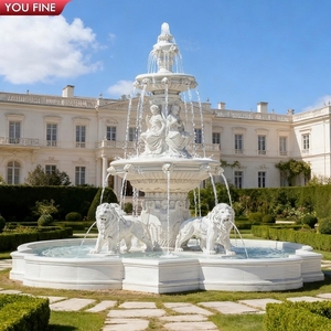 Fontaine à plusieurs niveaux YOUFINE sur le thème du Grand Royal, en marbre, avec quatre lions et <span class=keywords><strong>des</strong></span> <span class=keywords><strong>dames</strong></span>, pour ornement de pelouse principale de château - Product Image 1