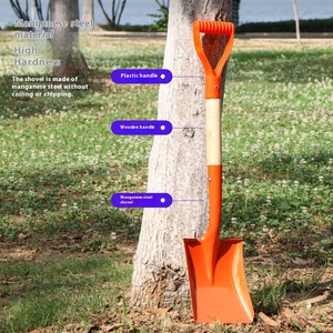 Pala Pequeña para Exteriores LanceFcorce, Pala Agrícola Reforzada de Acero al Manganeso con Hoja Puntiaguda y Mango de Madera Naranja - Product Image 3