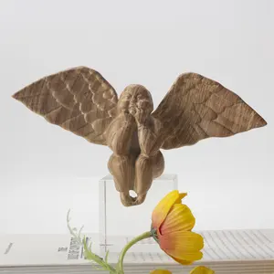 创意小天使小雕像可爱树脂天使装饰室内独特家居装饰带水晶装饰底座