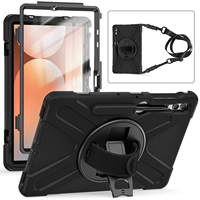 Coque Antichoc avec Rotation 360 Degrés pour Enfants Compatible Samsung Galaxy Tab S10 S9 S8 S7 FE Plus 12.4 Pouces, Étui Housse Magnétique