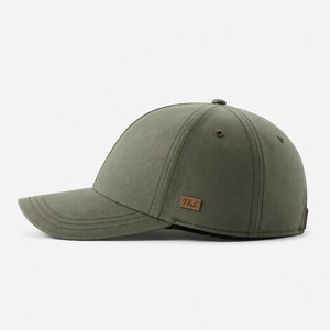 Casquette de baseball ajustable en sergé imperméable à 6 panneaux avec patch latéral en cuir et logo personnalisé – Vente en gros - Product Image 5