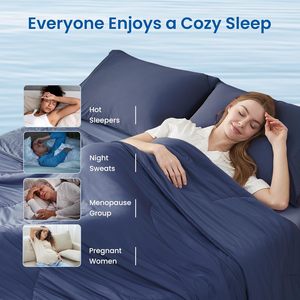 Edredón Refrigerante Tamaño Queen, Mantas Refrigerantes Ligeras Reversibles para Personas que Sienten Calor al Dormir <span class=keywords><strong>y</strong></span> Sudores Nocturnos, Azul Oscuro Queen - Product Image 4