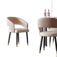 Nouvelle chaise de salle à manger de style minimaliste italien haut de gamme avec revêtement en cuir, structure en métal, design moderne pour la maison et l'hôtel