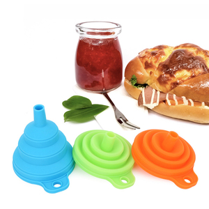 Funil dobrável redondo do silicone que dobra o funil portátil por atacado para a cozinha do óleo líquido - Product Image 6