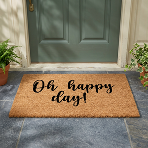 Tapis coloré Oh happy day imprimé paillasson de couleur marron pour la maison Paillasson pour chambre au prix de gros - Product Image 3