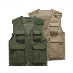 Gilet d'extérieur respirant en maille coupe-vent multi-poches pour homme, idéal pour la photographie, la pêche et la chasse, avec fermeture éclair, collection automne - Product Image 3