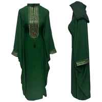 Abaya en mousseline brodée à taille naturelle pour femme avec strass, robe musulmane deux pièces personnalisée