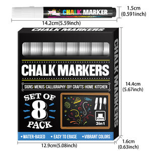 Pennarello a Gesso Liquido - Pennarello Bianco Cancellabile a Secco - <span class=keywords><strong>per</strong></span> Lavagne, Finestre, Bacheche, Vetro (Confezione da 8) 6mm - Product Image 5