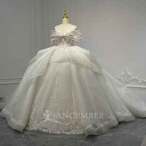 Robe de mariée élégante Xs246, col cœur, dos lacé, perles de cristal, robe de mariée personnalisable Jancember - Product Image 4