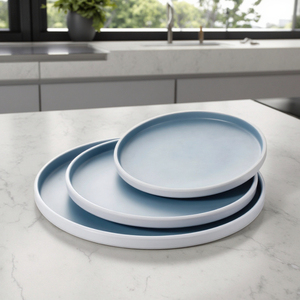 Offre Spéciale rond bon marché mélamine bleu et <span class=keywords><strong>blanc</strong></span> plaques - Product Image 2