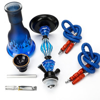 Chicha portable Laziza Megahed avec tige, vente en gros, ensemble de chicha avec bouteille Crystal Wave et motif floral, Narguile Huka Vandpibe Vannpipe