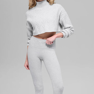 Fabricante de prendas de punto, suéter de lana y cachemira personalizado para mujer, cuello alto, manga larga, color <span class=keywords><strong>gris</strong></span>, para otoño e invierno - Product Image 4